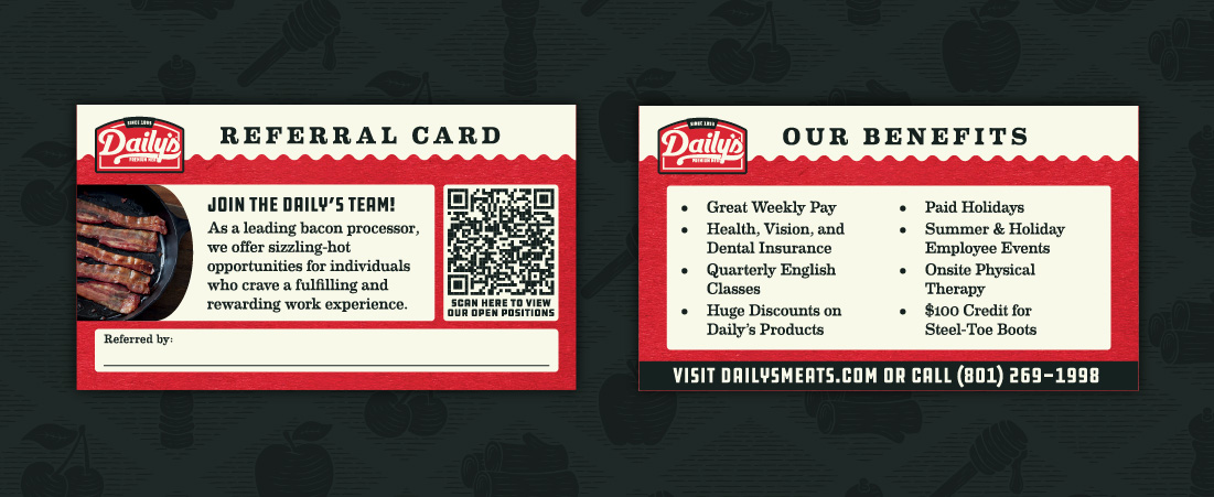 Daily's employee referral card